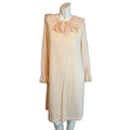 Vintage 1960s 1970s Light Pink Long Sleeve Night Gown Lace Collar Coquette L