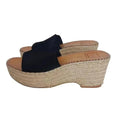 Dolce Vita Black Platform Sandals Canvas Slides Woven Wedges Women's Size 8.5