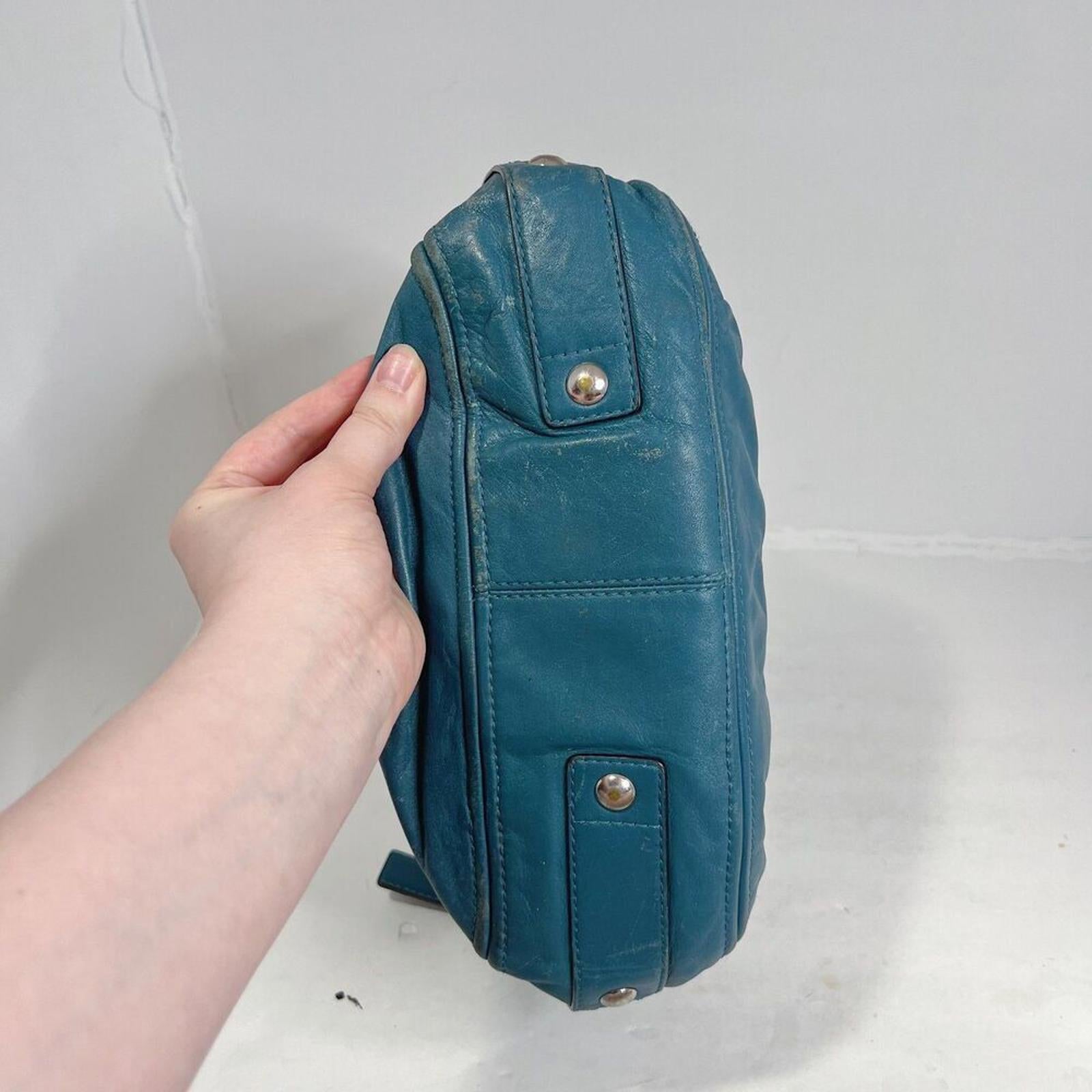 Vintage Coach Leather Hobo Bag Tosca Teal Blue Shoulder Bag Purse