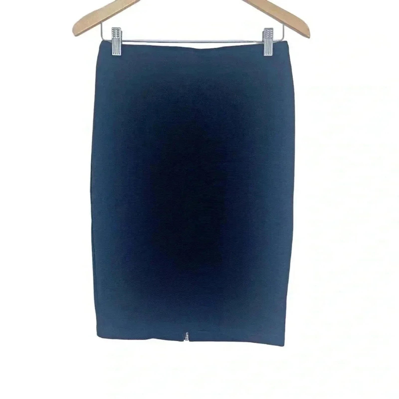 Premise Studio Black Pencil Skirt Ribbed Knee Length Business Casual Size 4P