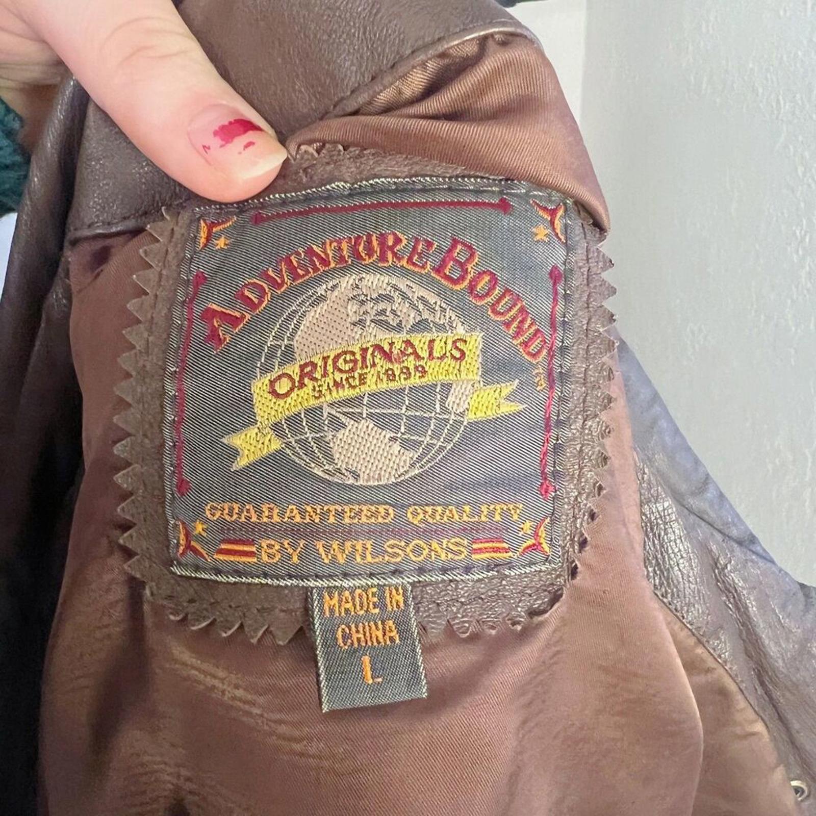 Vintage Adventure Bound by Wilson't Brown Leather Bomber Jacket Size L