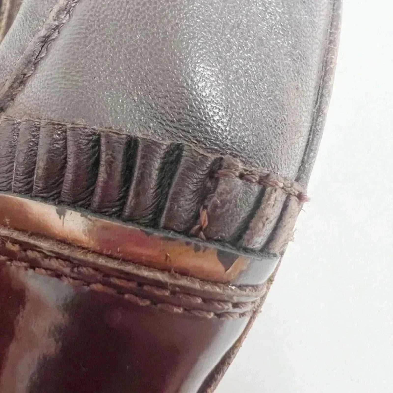 AGL Brown Leather Rounded Toe Heels Heeled Ballet Shoes Size 39.5