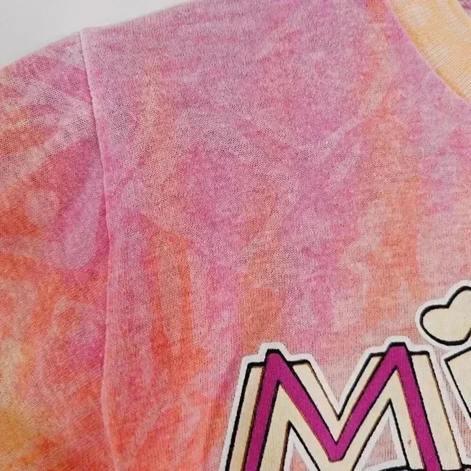 Y2K Vintage Disney Mickey and Minnie Pink Orange Tie Dye Baby Tee Size S