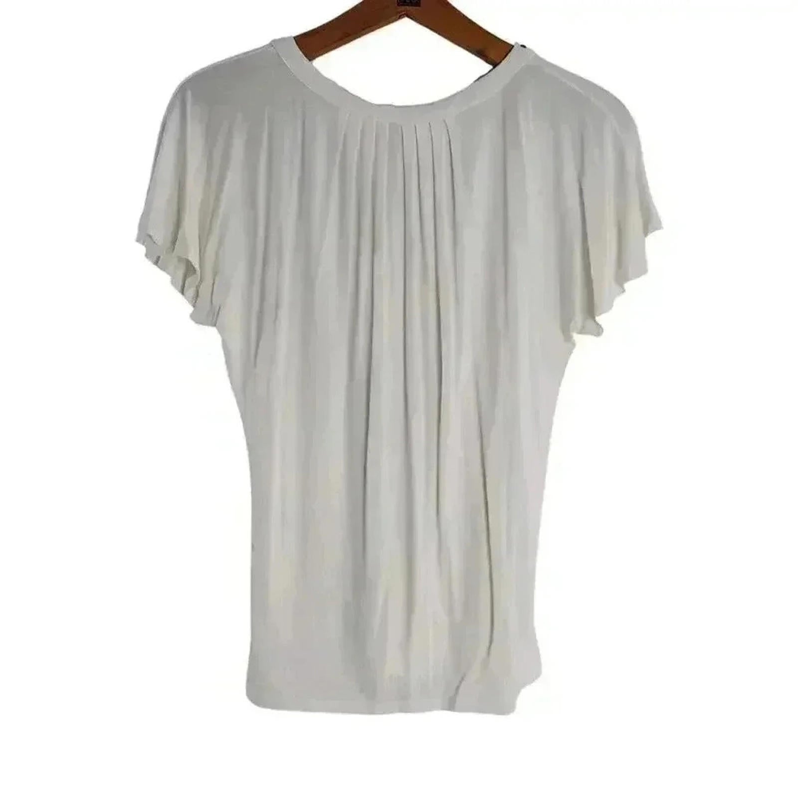 Michael Kors White Studded Blouse Ruffled Short Sleeve Boho Chic Bohemian Size S