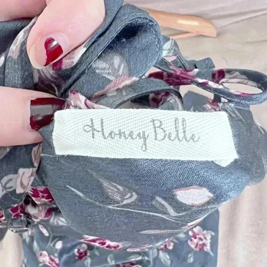Honey Belle Grey and Pink Floral Satin Jumpsuit Women's Size M