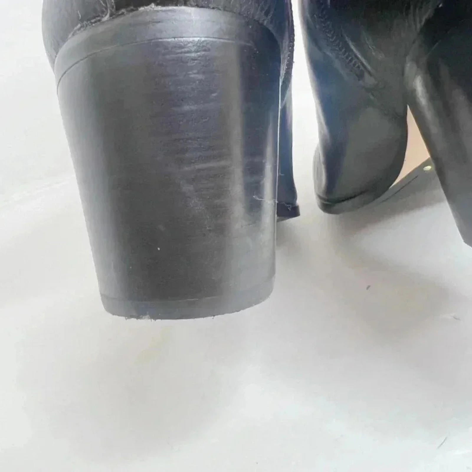 Louise Et Cie Lo Zalia Black Leather Heeled Bootie Buckled Boots Size 9.5