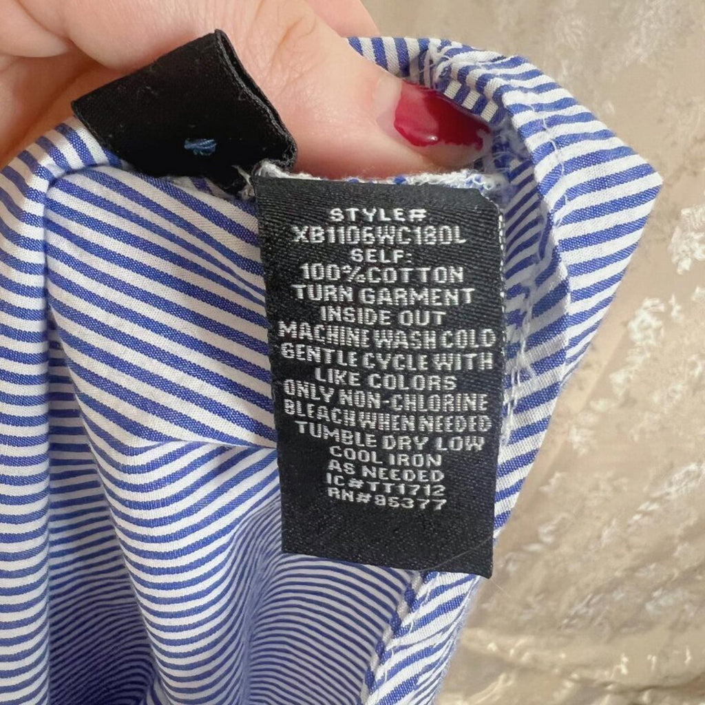 Sanctuary Blue and White Stripes Button Up Off Shoulder Blouse Women's Size S