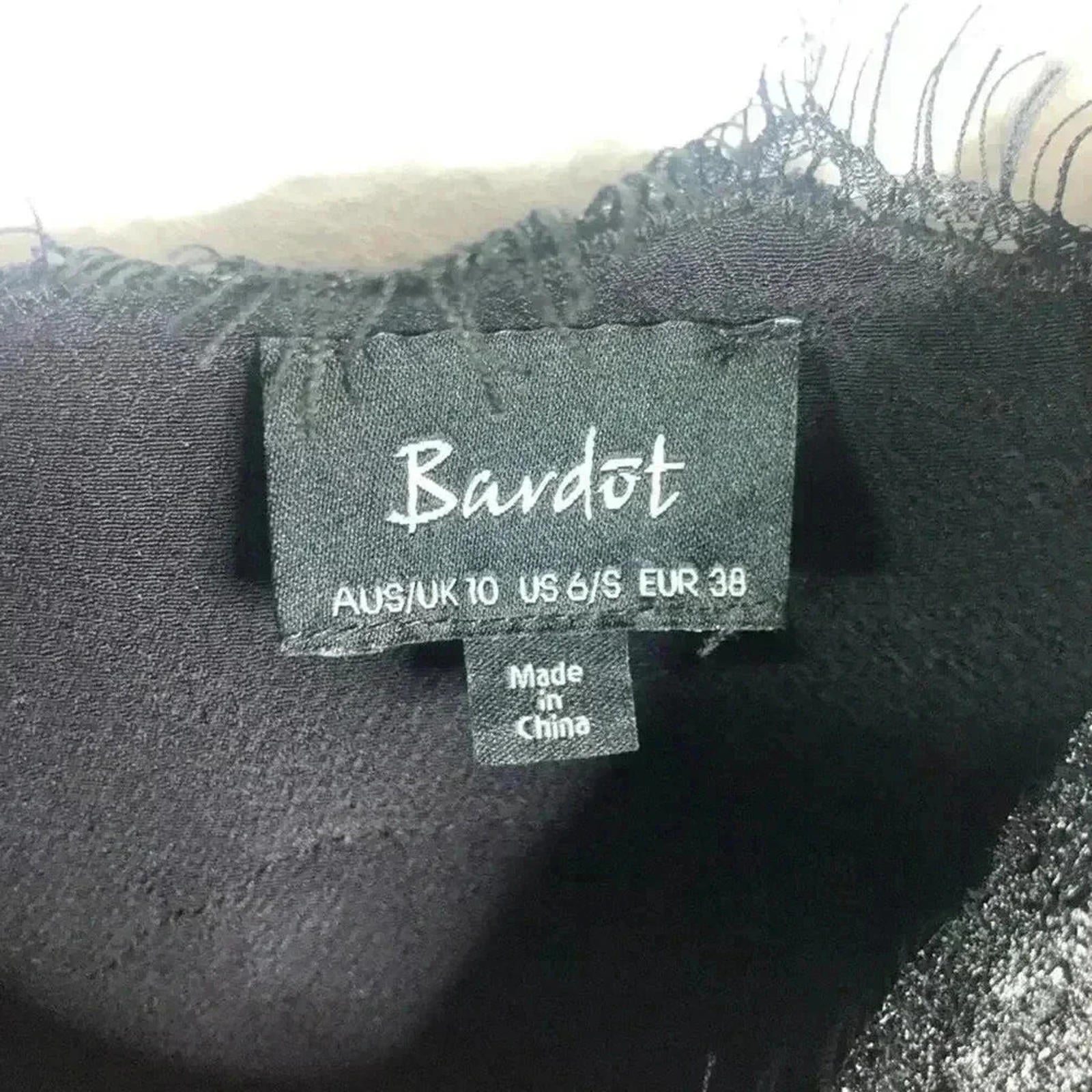 Bardot Black Shift Slip Midi Dress Lace Women's Size 6