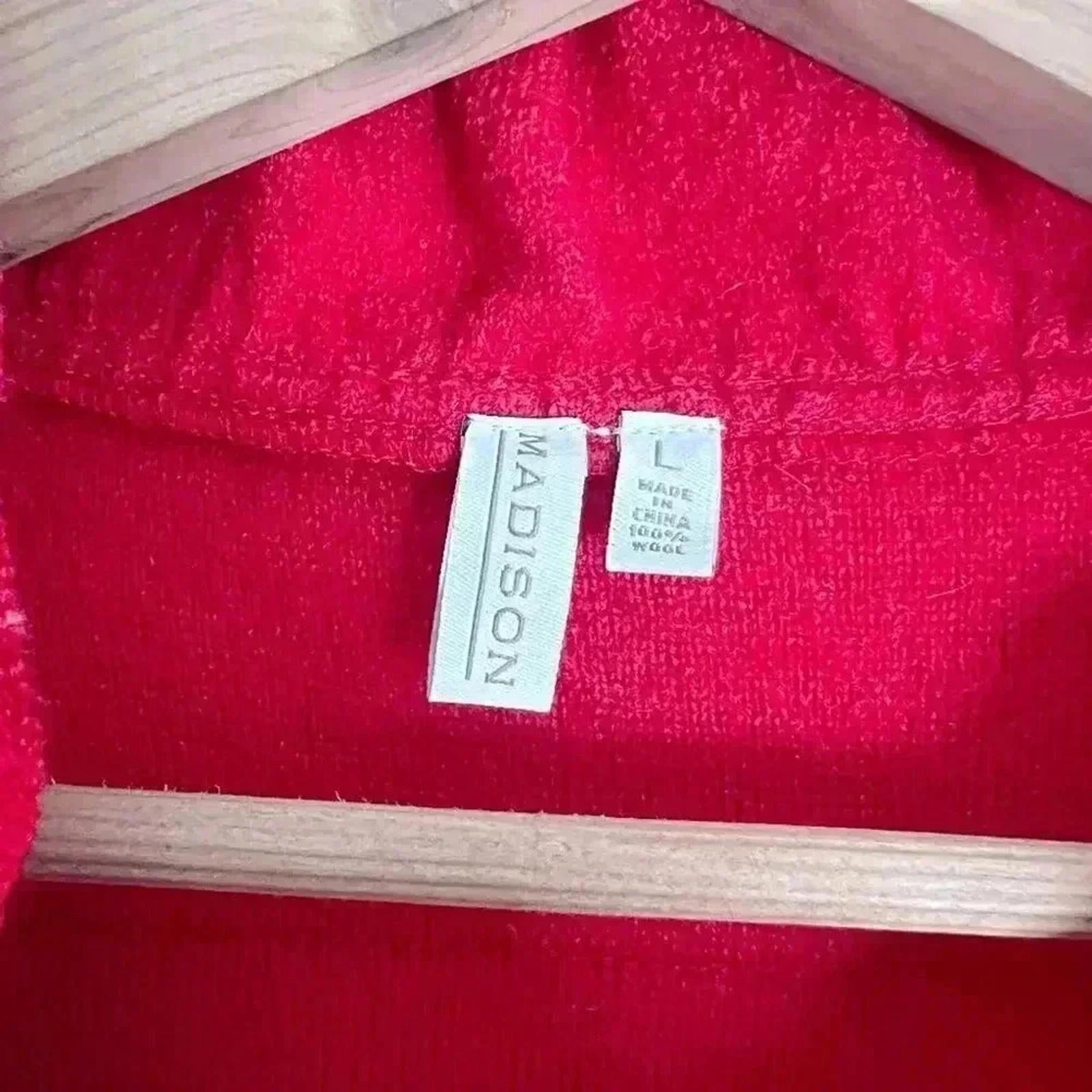 Madison Wool Red Ruffled Jacket Trench Coat Women's Size L