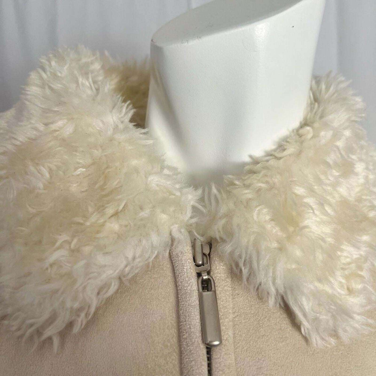 Croft & Barrow Cream Faux Suede Pennylane Jacket Faux Shearling Women's Size L