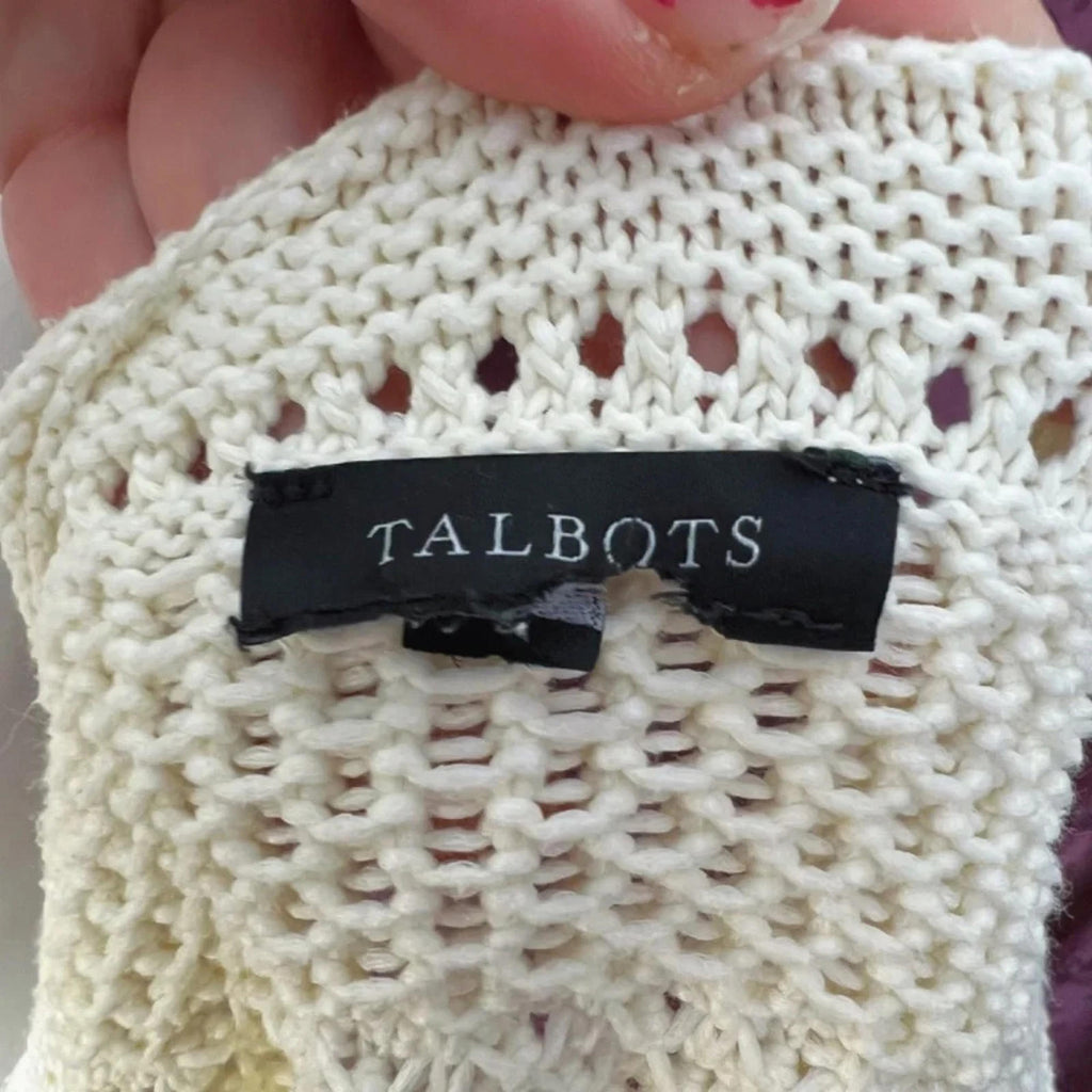 Talbots Cream Cotton Knit Sweater Women's Size M