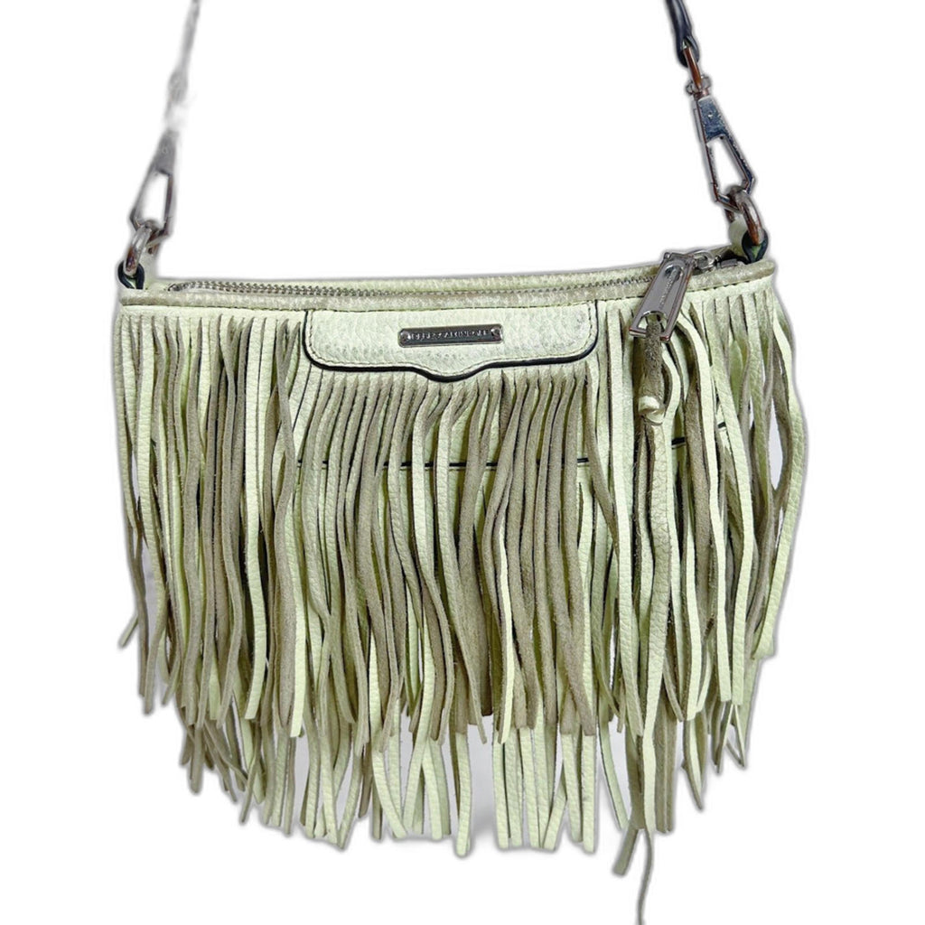 Rebecca Minkoff Mint Green Leather Fringe Crossbody Bag Purse Boho