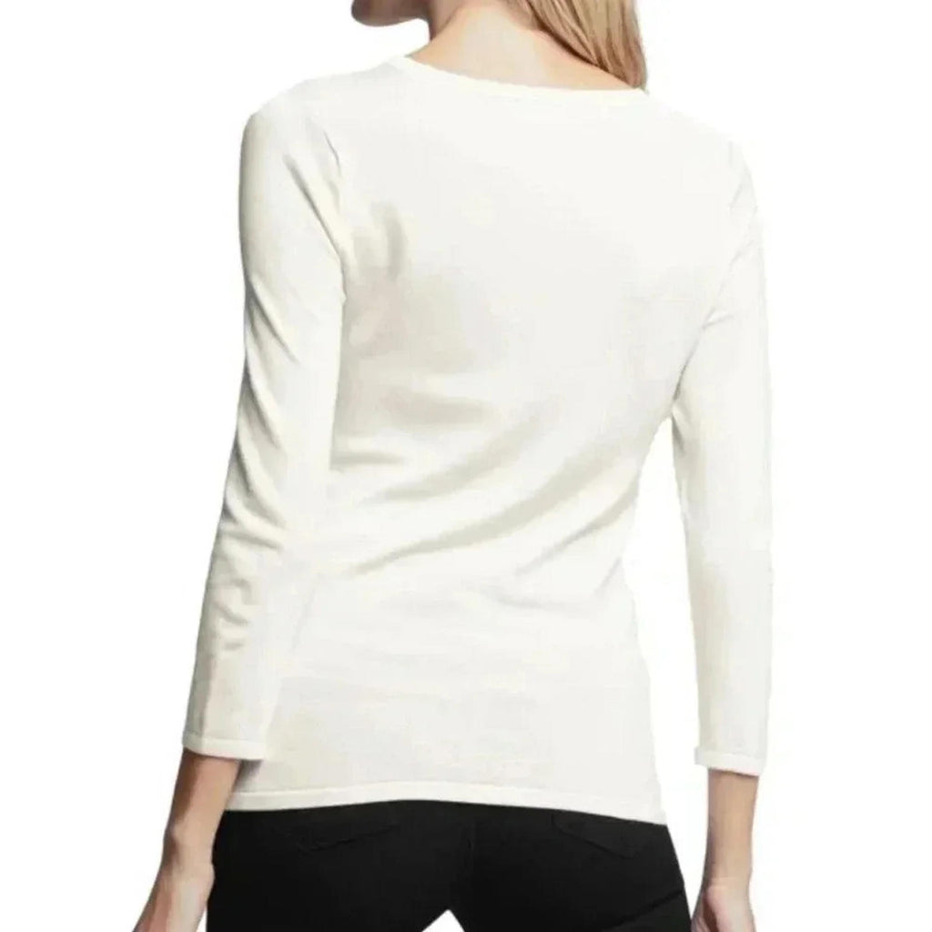 NWT L'Agence Jocelyn Cutout Sweater in Ivory Size S Minimalist Quiet Luxury