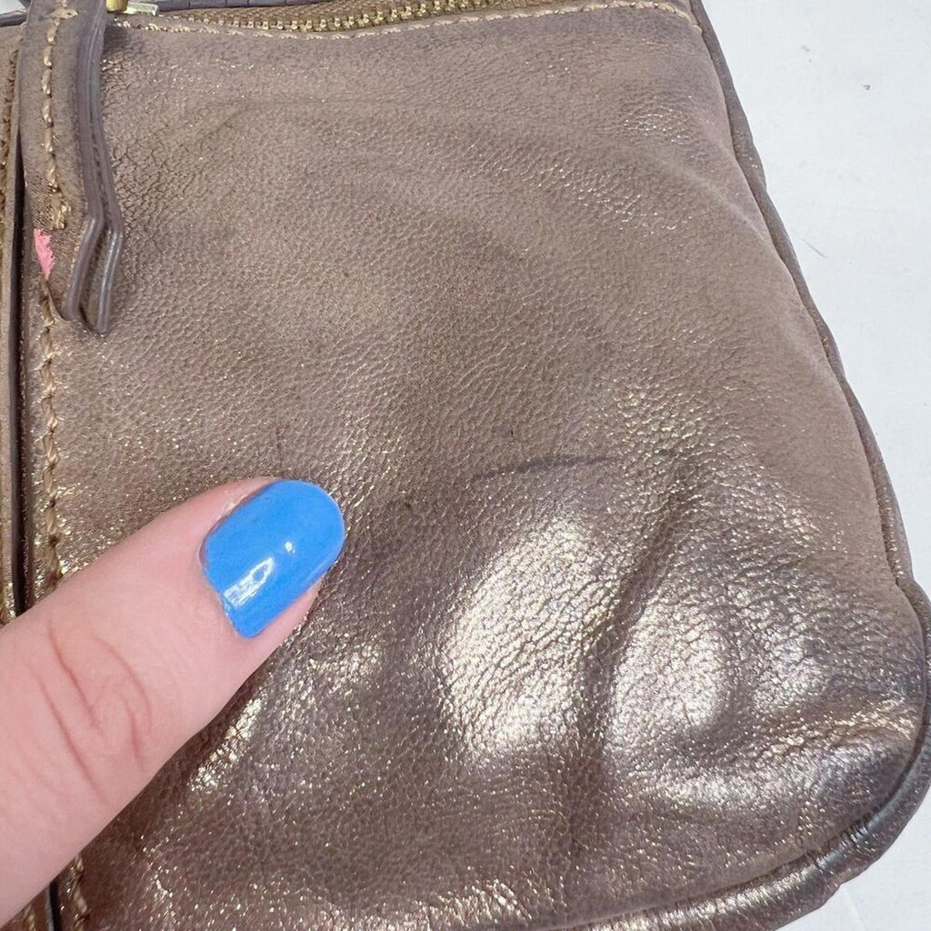 Fossil Erin Copper Metallic Leather Crossbody Bag Purse