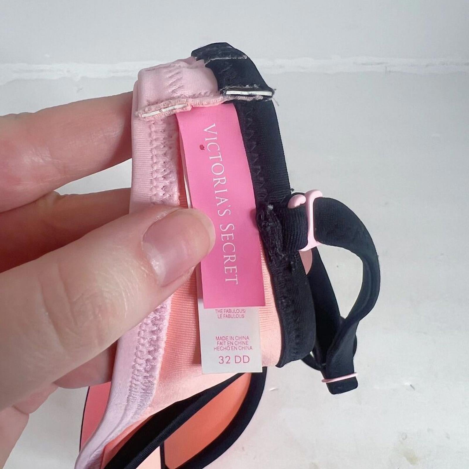 Victoria's Secret the Fabulous Pink Geometric Push Up Bikini Top Size 32DD
