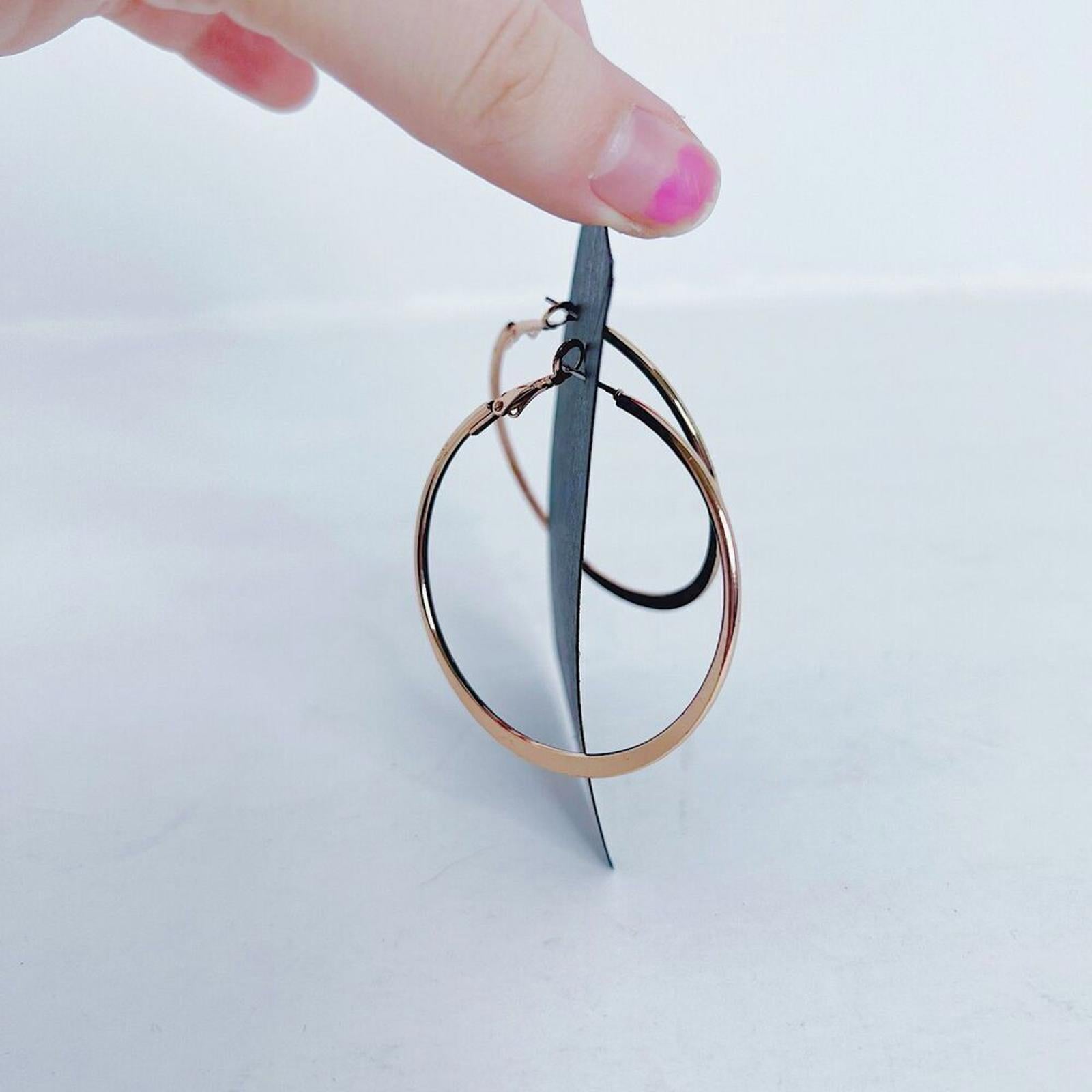 Rose Gold 2" Hoop Earrings Chic Minimal Classy