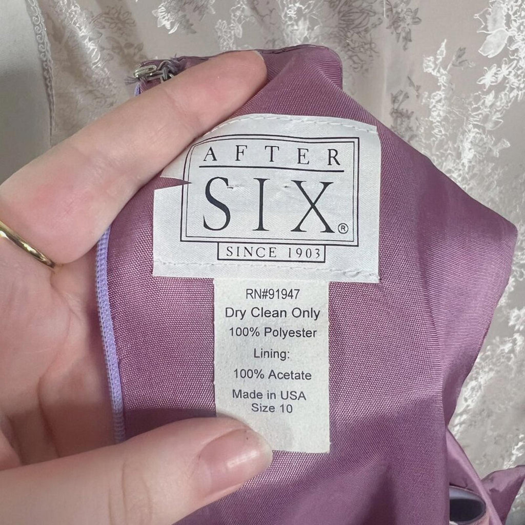 Vintage 1990s After Six Purple Lavender Satin Prom Dress Bridesmaid Gown Size 10