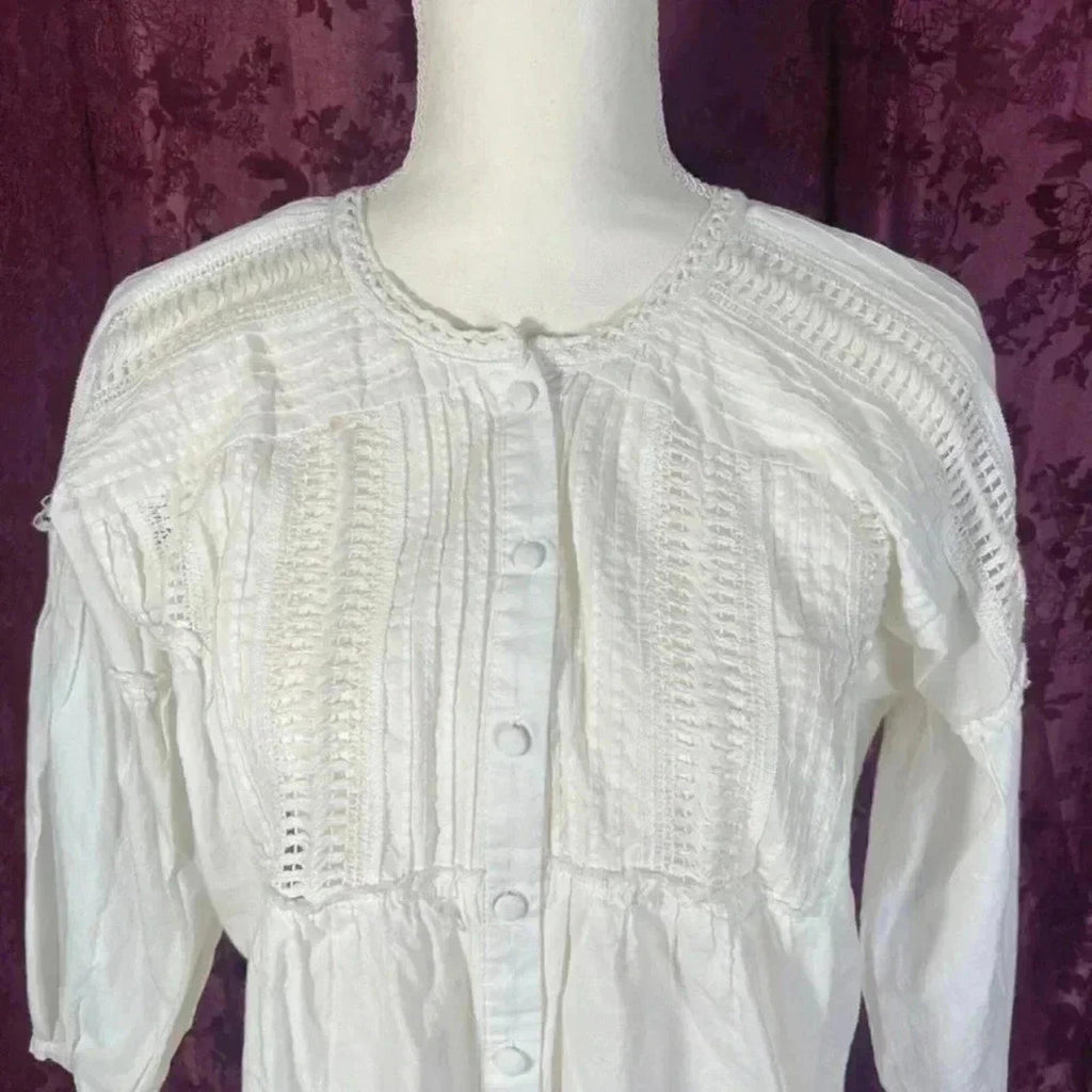 Anthropologie eri + ali White Peasant Blouse Milla Women's Size S