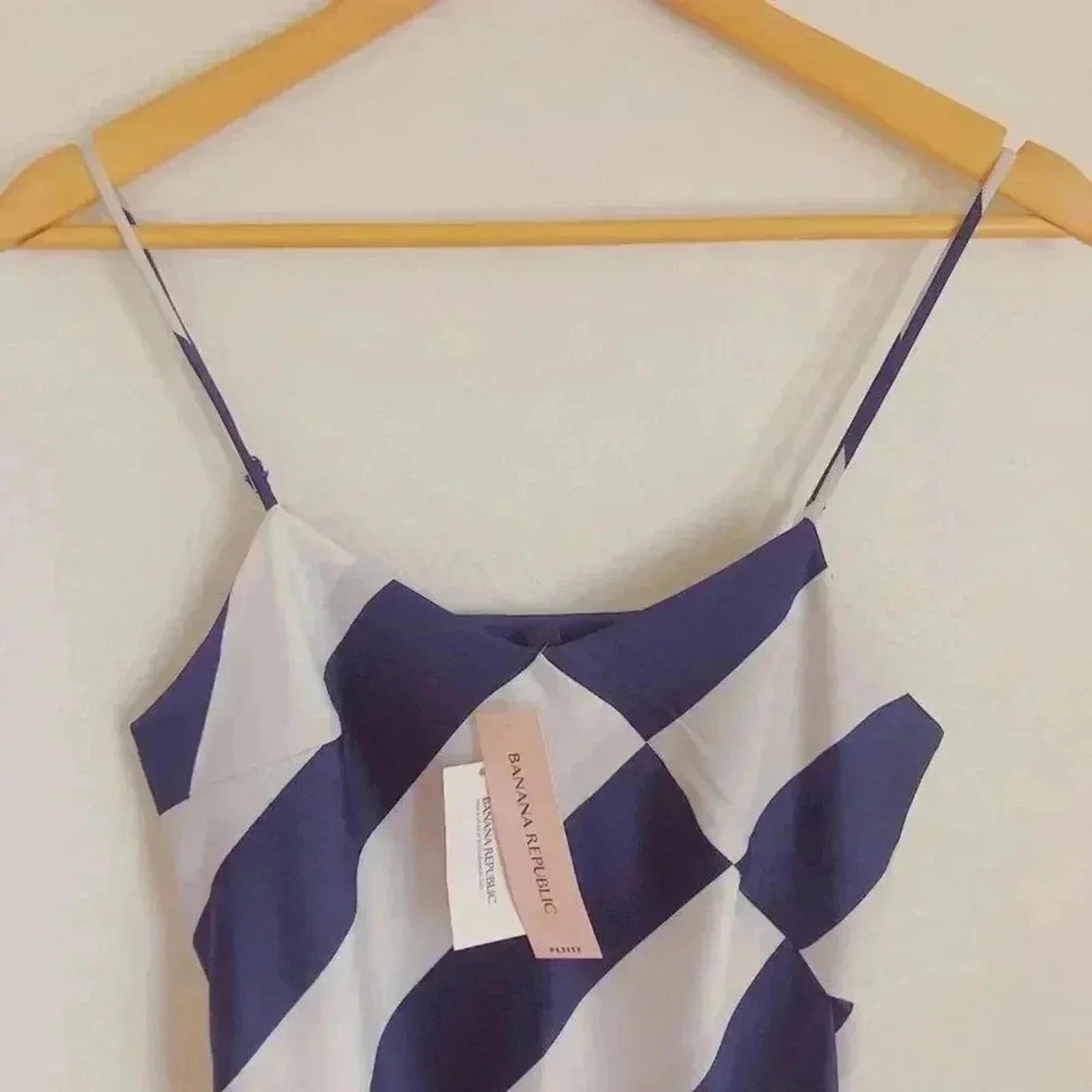 NWT Banana Republic Blue White Striped Slip Dress Women's Size 4P