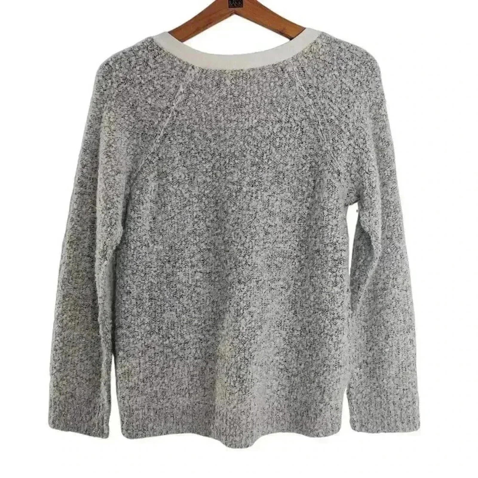 Sanctuary Grey V Neck Knit Varsity Sweater White Collar Preppy Women's Size S