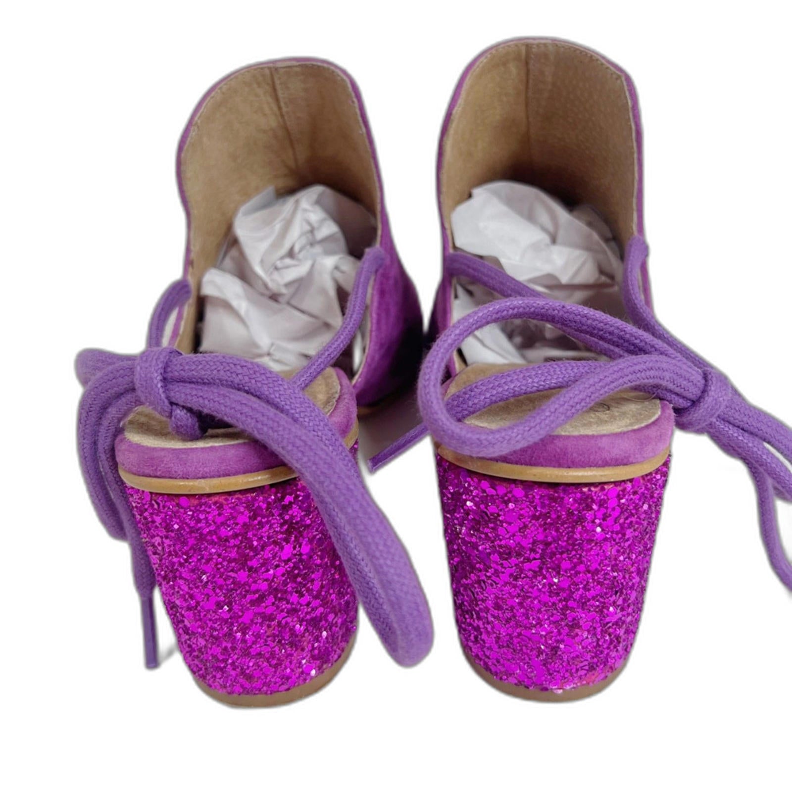 Free People Bright Purple Mules Glitter Booties Chic Women's Size