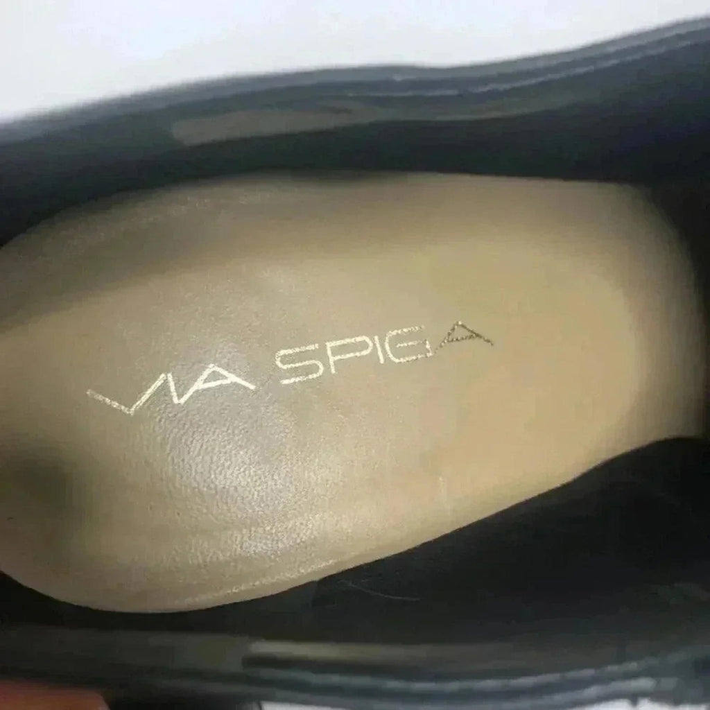 Via Spiga Stiletto Black Leather Heels Stilettos Pumps Boots Women's Size 7