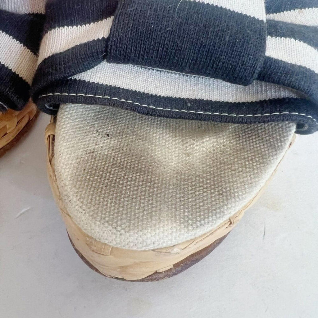Kate Spade Women's Woven Platform Sandal Black White Striped Bow Size 6