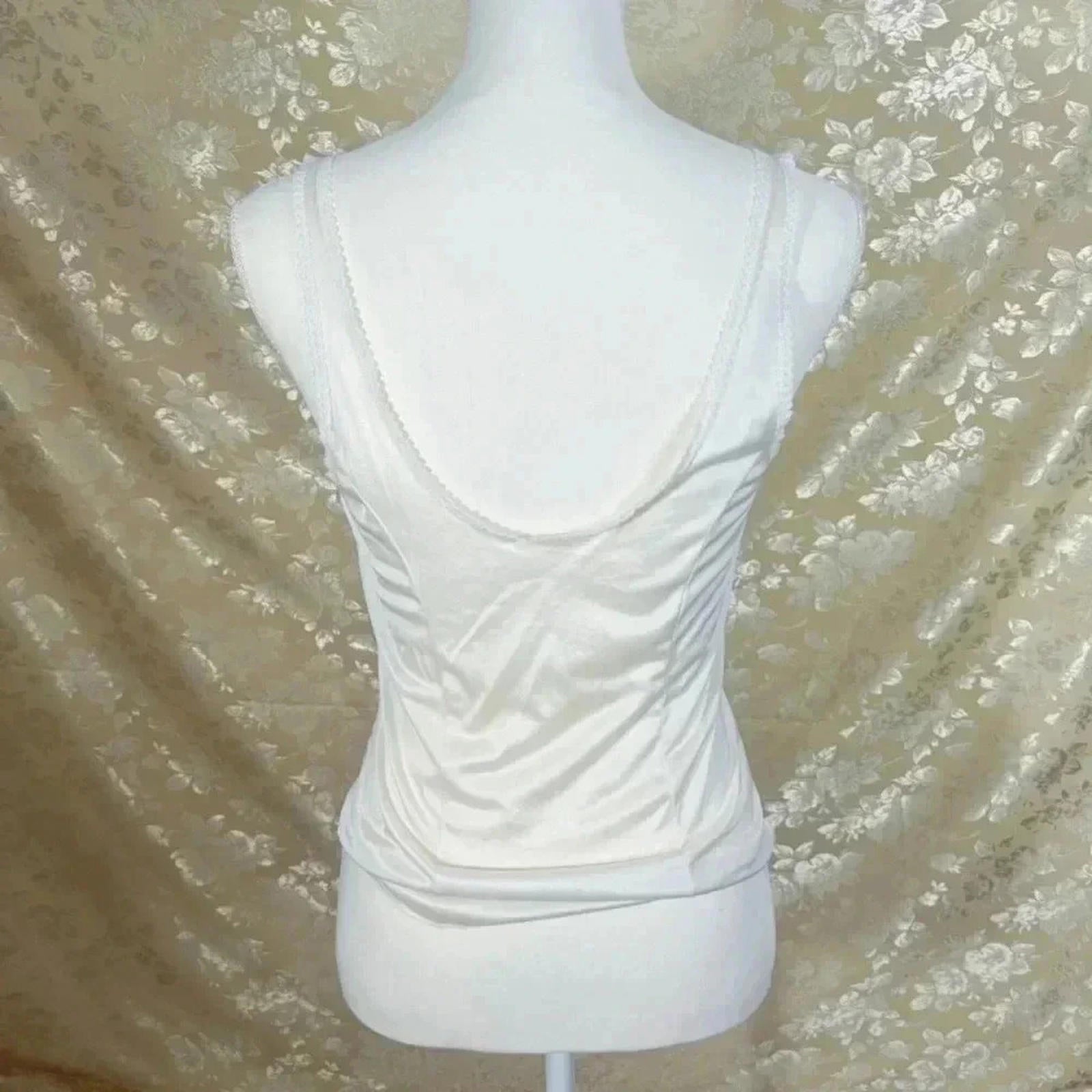 Vintage Vassarette White Lace Satin Tank Top Coquette Balletcore Size S