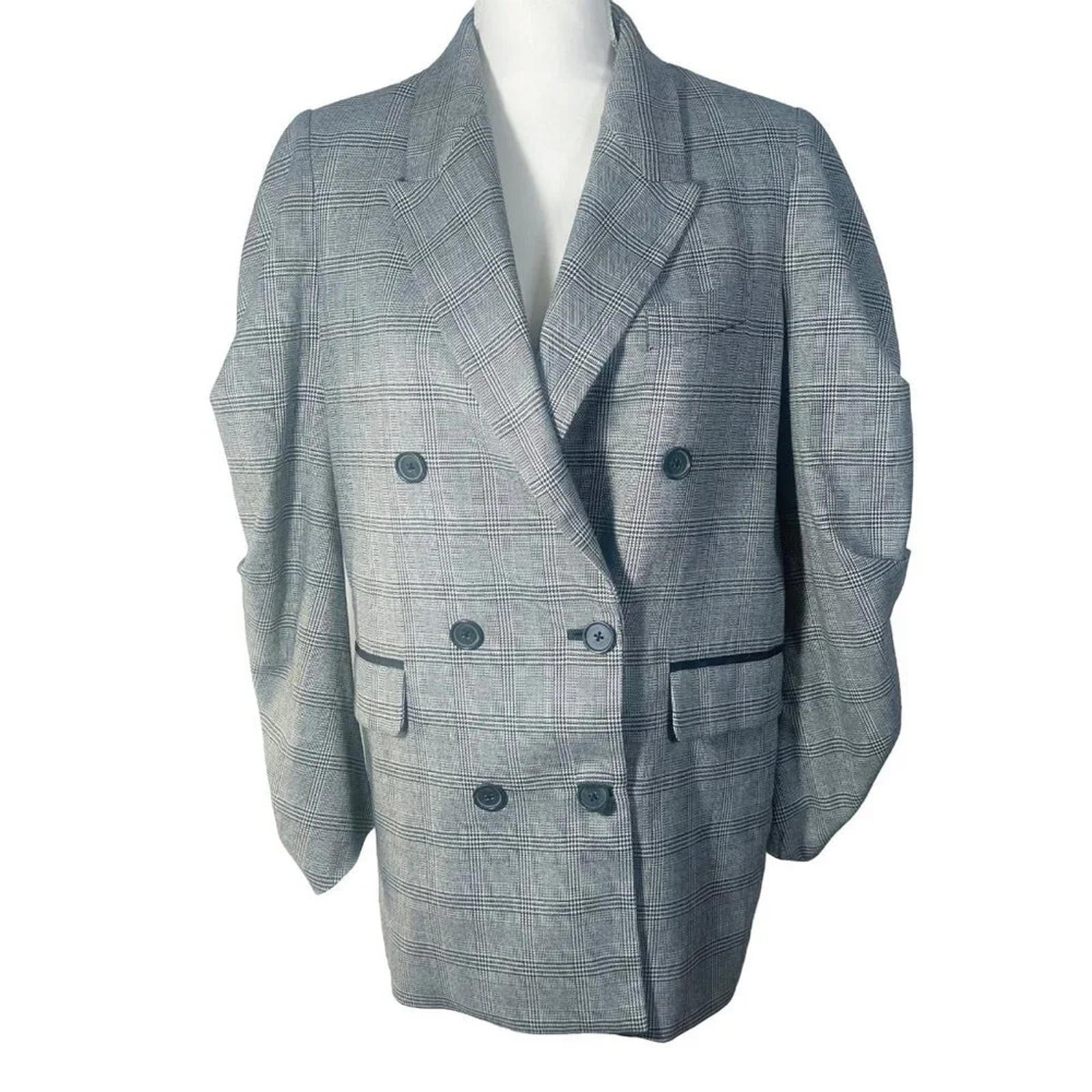 Like New Joie Tomika Blazer in Caviar Multi Double Breasted Plaid Jacket Size 4