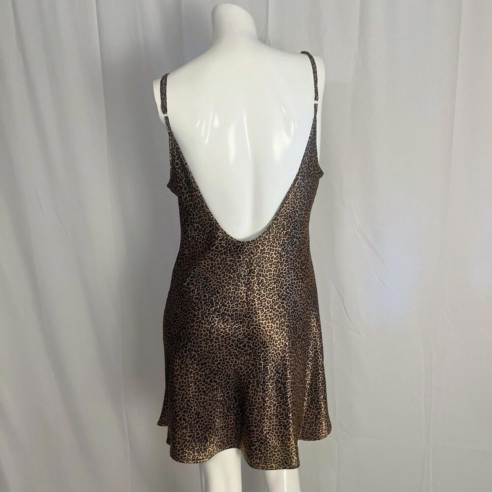Vintage Morgan Taylor Intimates Leopard Print Satin Slip Dress Women's Size M