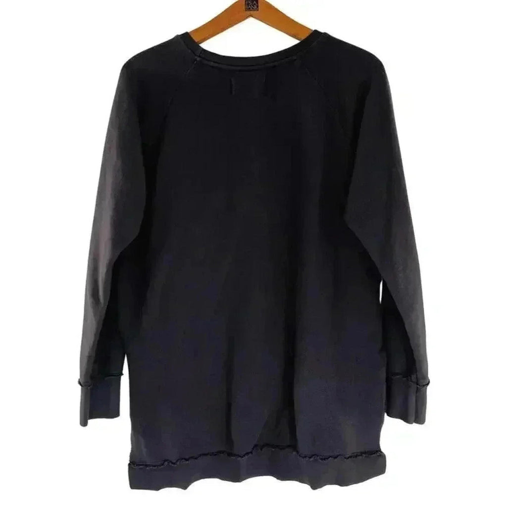 Sol Angeles Charcoal Terrycloth Crewneck Sweatshirt Women's Size L Loungewear