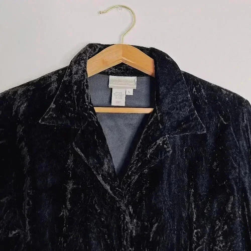 Coldwater Creek Black Velvet Blazer Gothic Goth Punk Women's Size L
