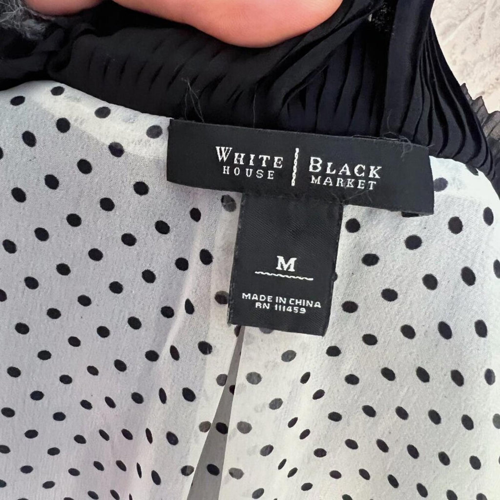 White House Black Market WHBM Black Ruffle Blazer Jacket Women's Size M