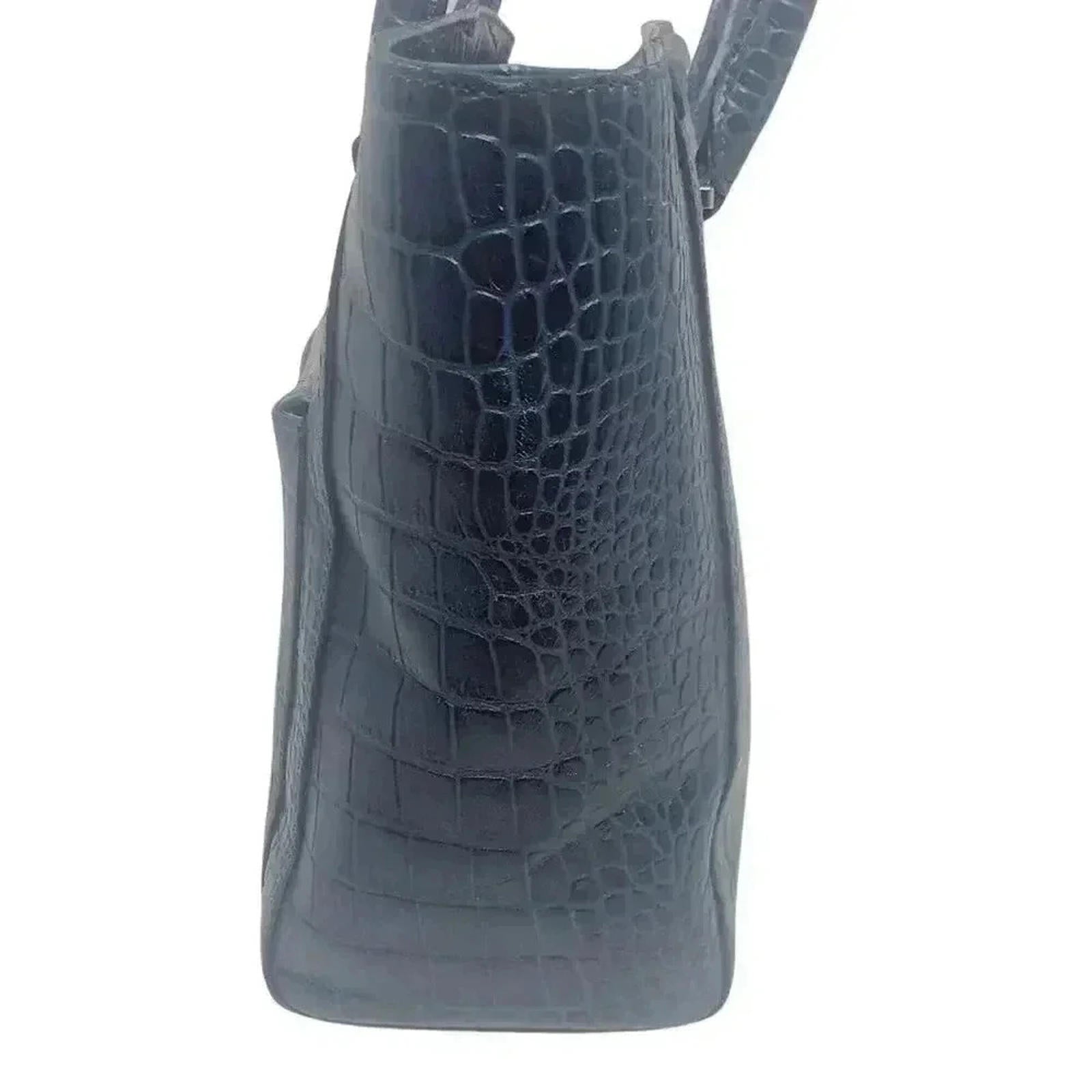 Halogen Blue Faux Crocodile Handbag