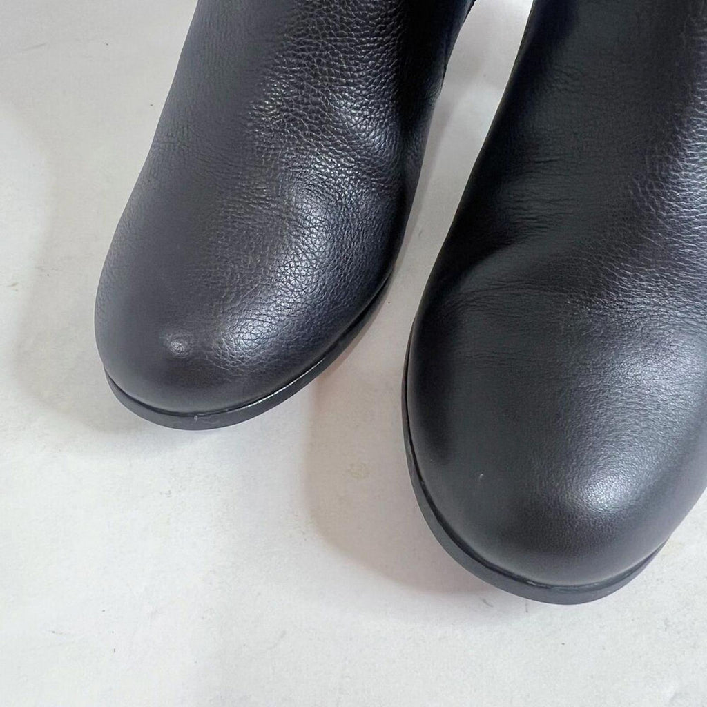 Cole Haan Rhinecliff Black Pebbled Leather Bootie Ankle Boot Gold Size 7.5