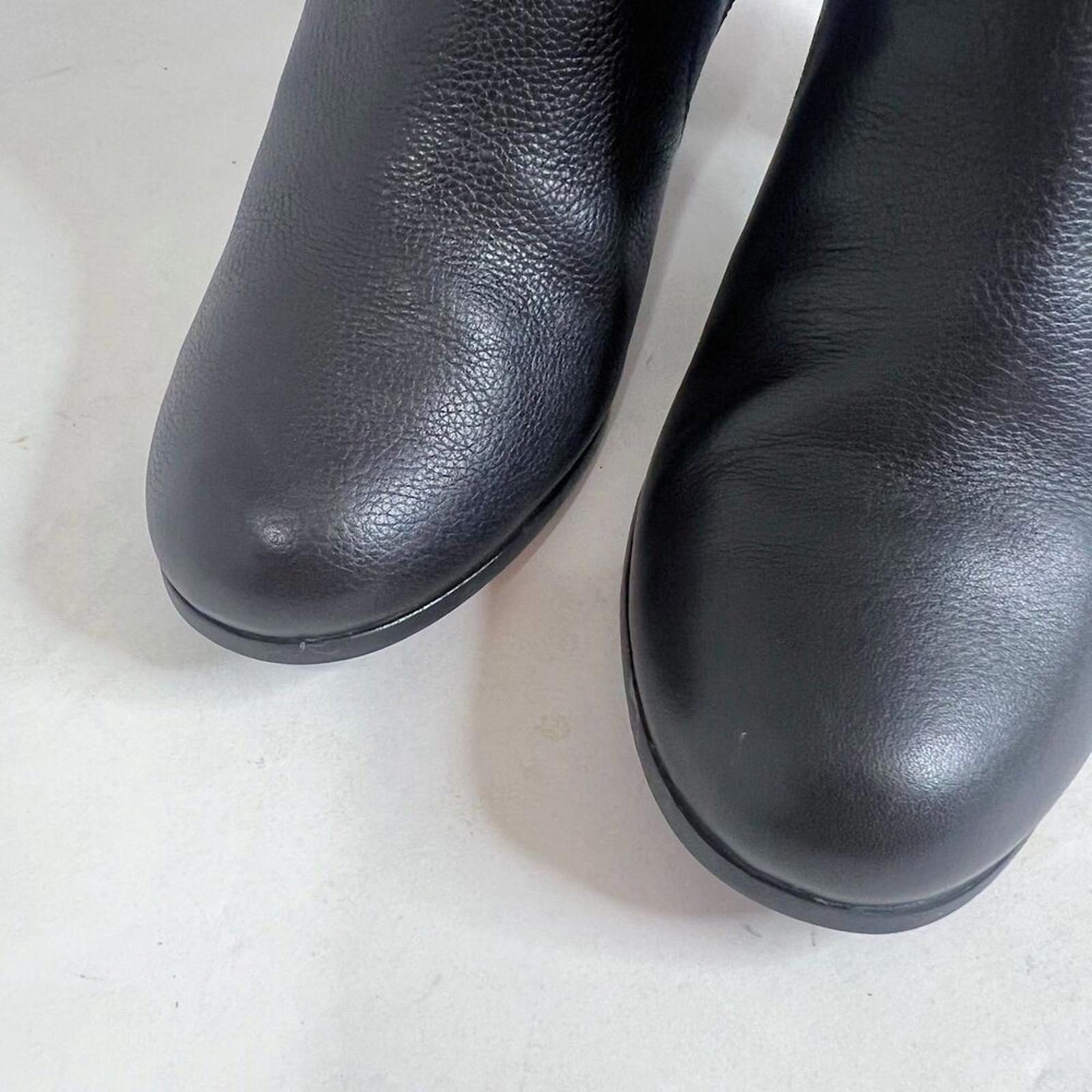 Cole Haan Rhinecliff Black Pebbled Leather Bootie Ankle Boot Gold Size 7.5