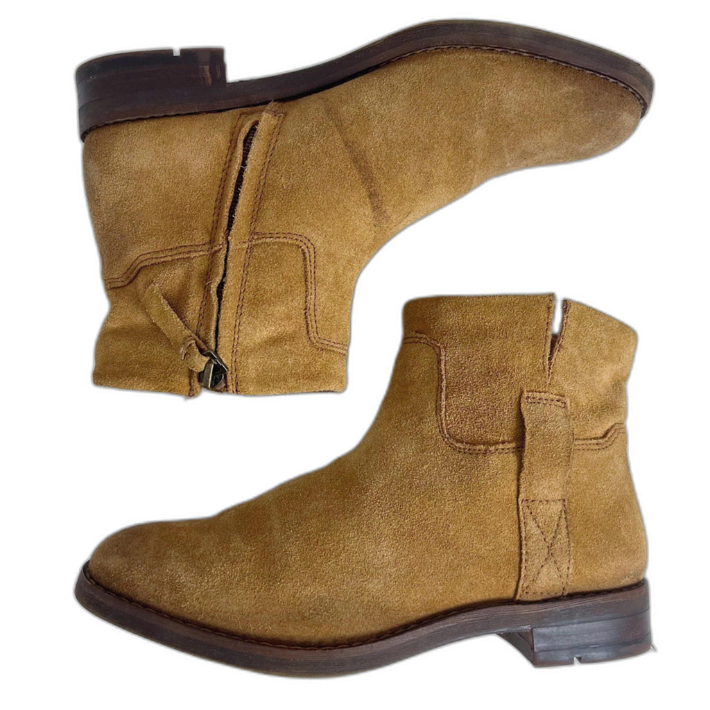 Franco Sarto Malina Tan Suede Ankle Boots Light Brown Booties Women's Size 7
