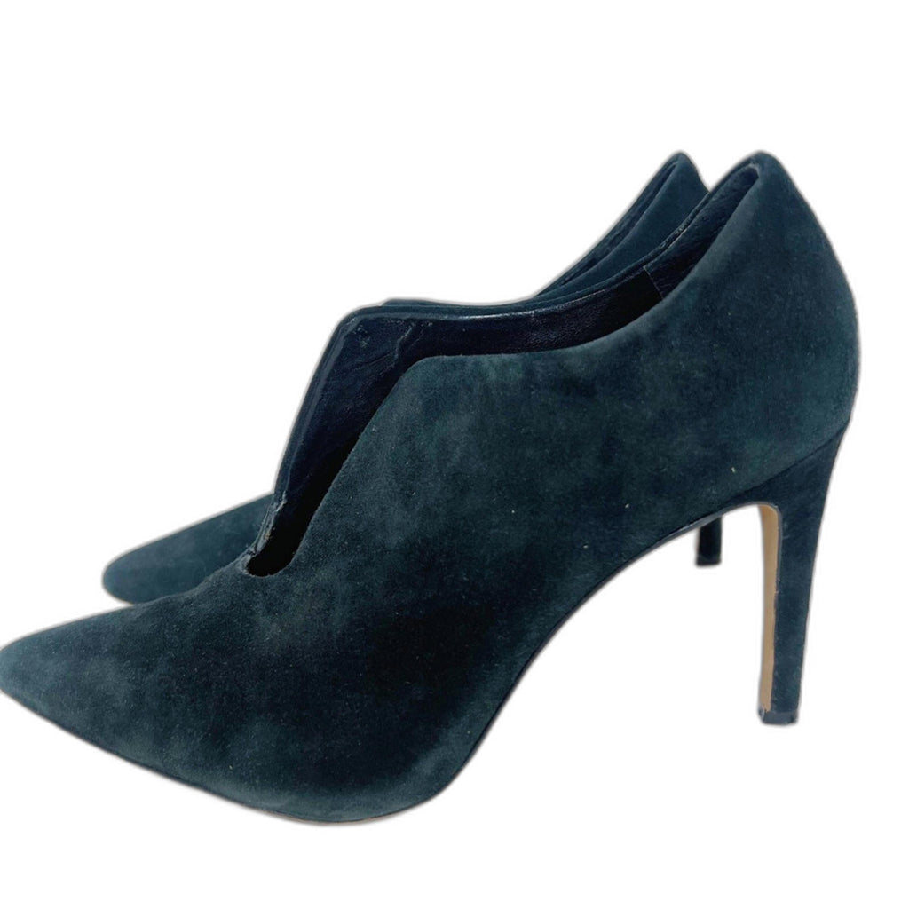 Vince Camuto Metseya Black Suede Bootie Heel Pump Split Vamp Women's Size 8