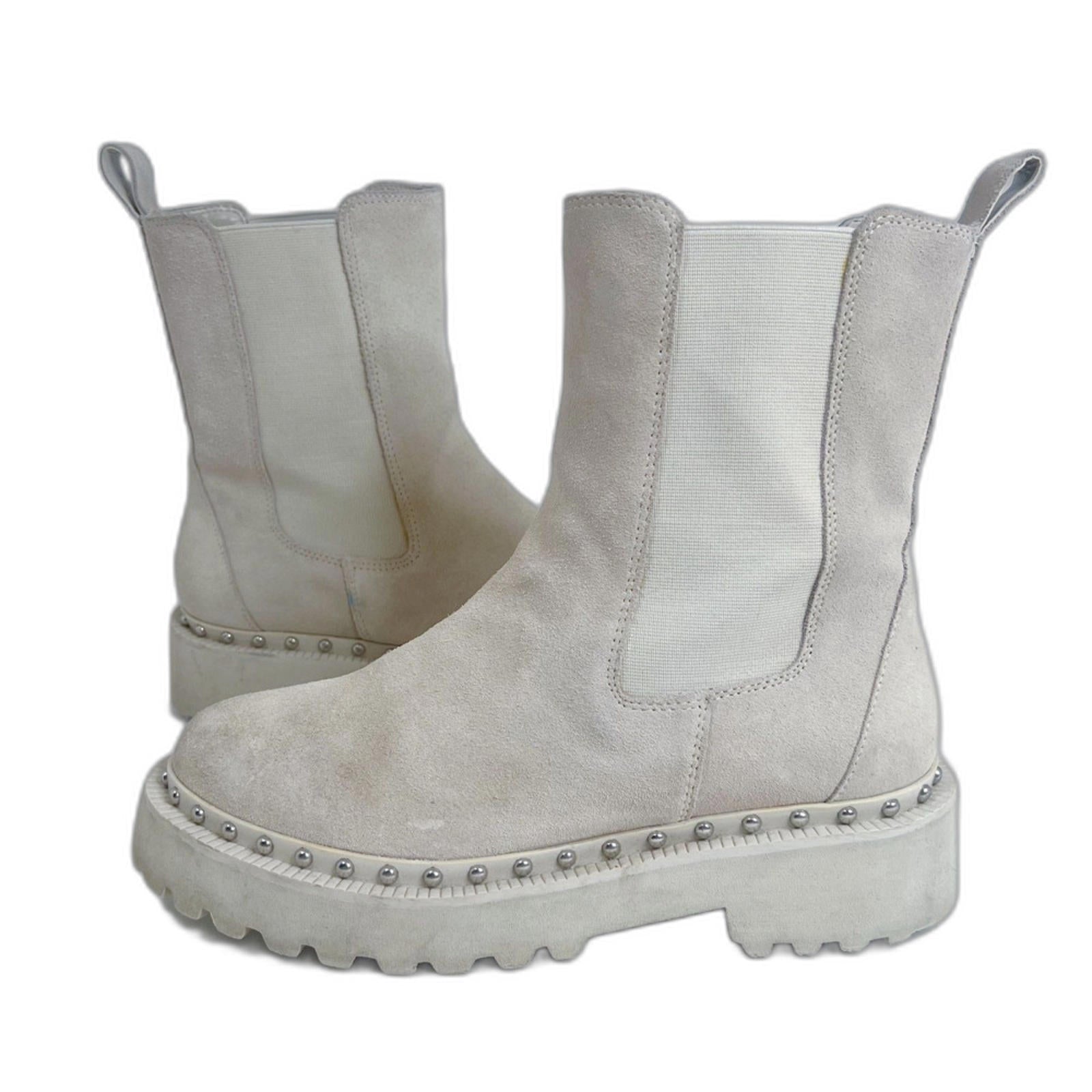 Vince Camuto Meenday Women's Chelsea Boot Lug Sole Cream Suede Size 9
