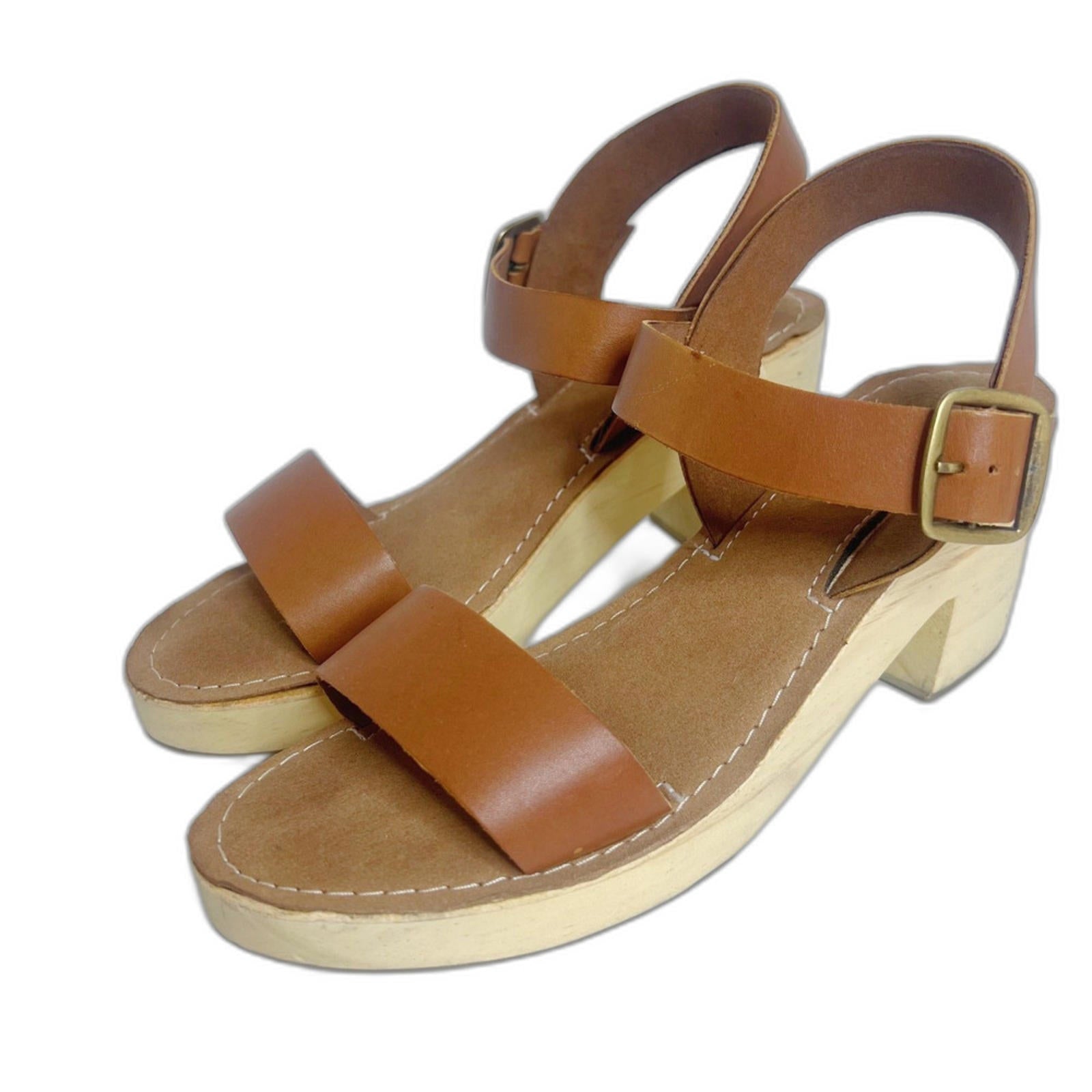 UO Urban Outfitters Maggie Heeled Clog Sandal Brown Platform Sandal Size 9