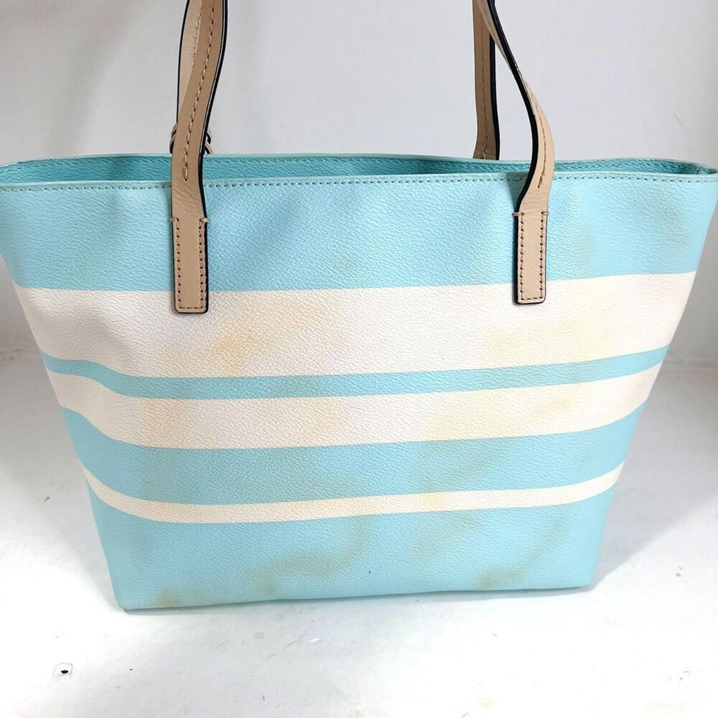 Kate Spade Hawthorne Lane Grace Blue White Striped Leather Tote Bag Shoulder Bag