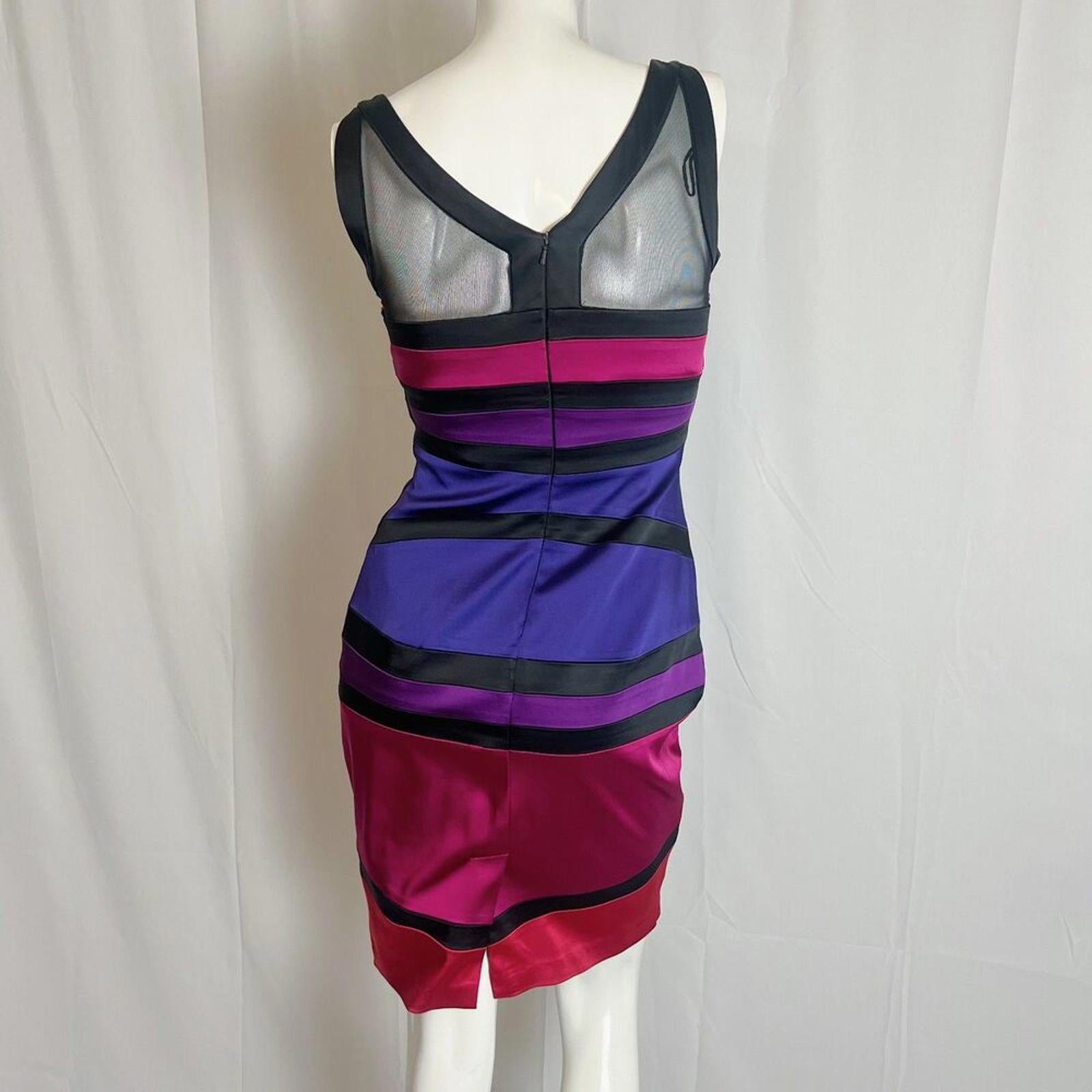 y2k Jax Colorblock Sheath Dress Mesh Bodycon Clubbing Women's Size 4