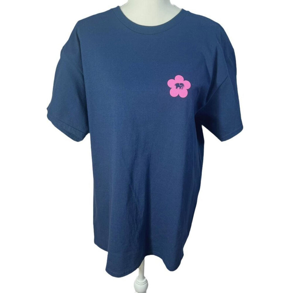 NWT Ivory Ella Daisy Navy Blue Tee Women's size L