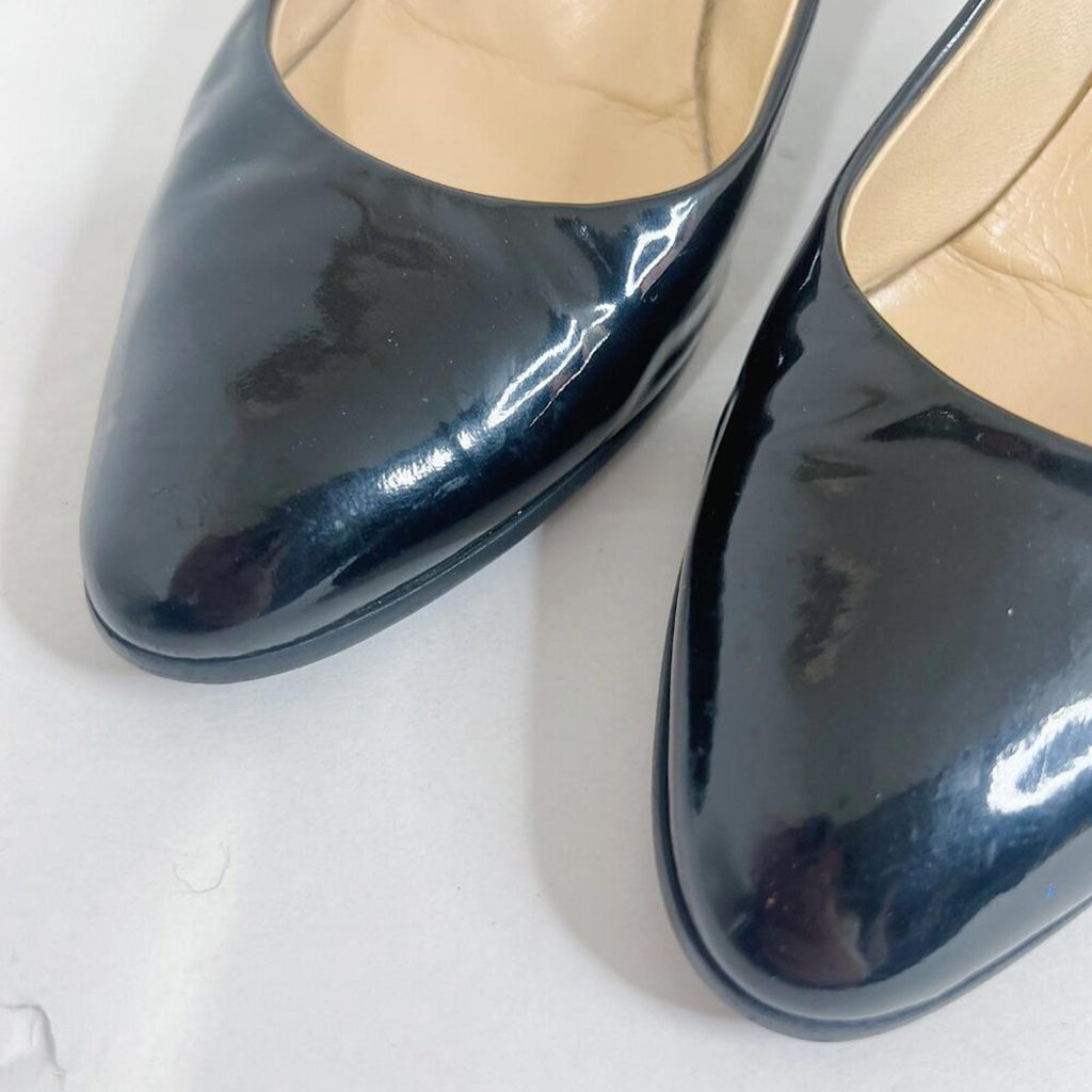 Giuseppe Zanotti Design Black Patent Leather Rounded Toe Pumps Heels Size 9