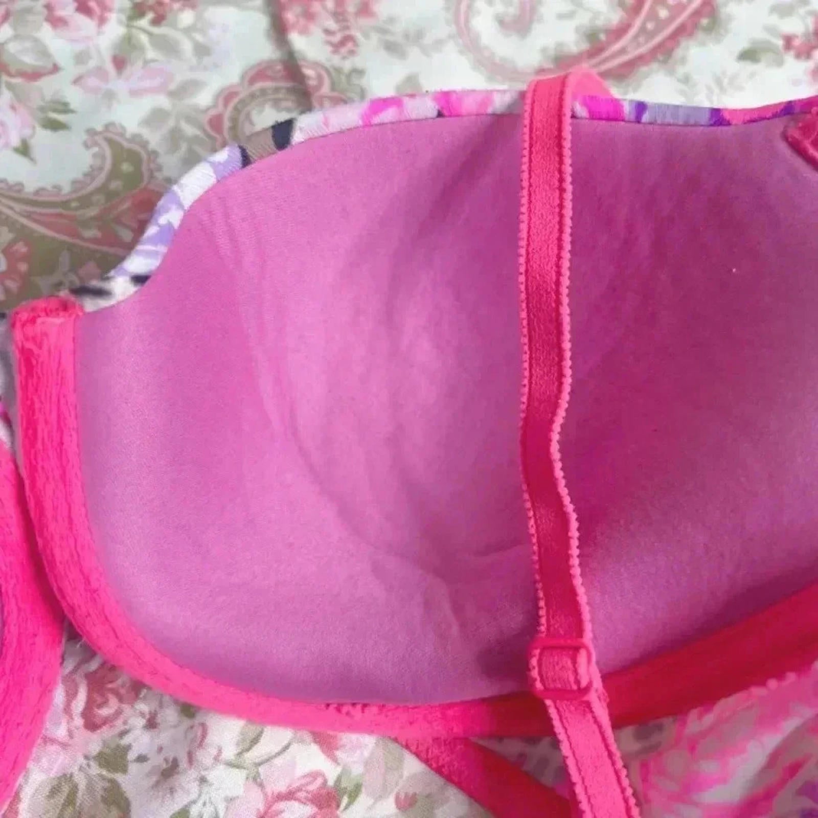 PINK Victoria's Secret Wear Everywhere Demi Bra Leopard Print Pink Flowers 34C
