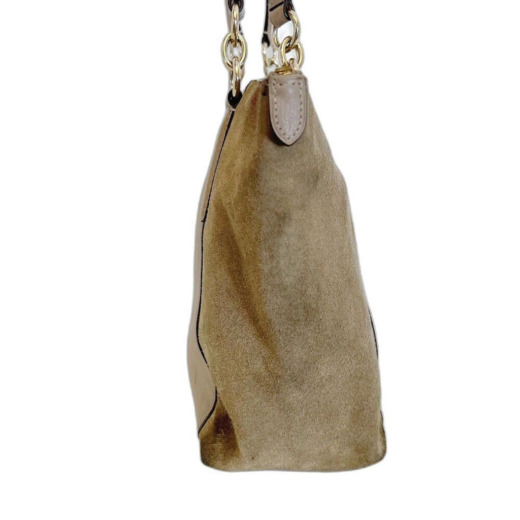 Coach Ava Tote in Taupe Leather and Suede Mixed Fabric Shoulder Bag Purse