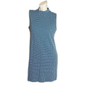 NWT Ann Taylor Geo Mock Neck Sleeveless Shift Dress Santorini Blue Mod Size M