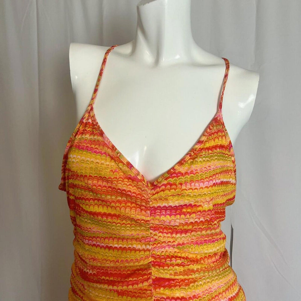 NWT Wild Fable Orange Yellow Ruffle Layered Summer Dress Fairycore Size L