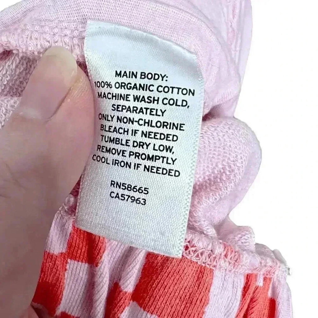 BP Pink and Orange Checker Print Geometric Terry Cloth Sweatpants Women's Size M