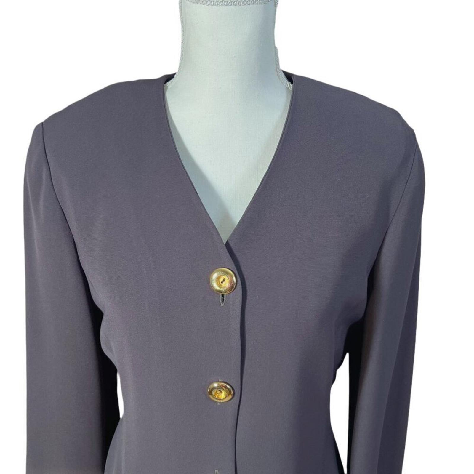 Vintage Linda Allard Ellen Tracy Dark Brown Long Sleeve Dress Size 8 80s 90s